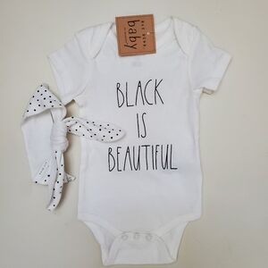 White Baby One Piece with Polka Dot Bow headband